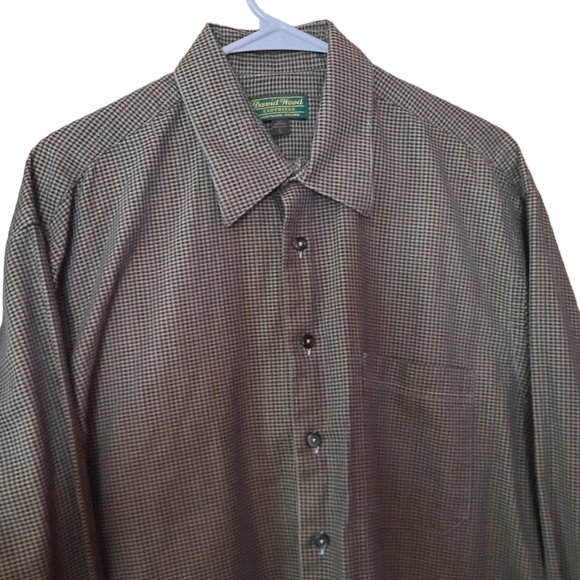 DAVID WOOD CLOTHIERS Button Up Checkered Shirt Mens Size L Portland Maine USA - Picture 2 of 8